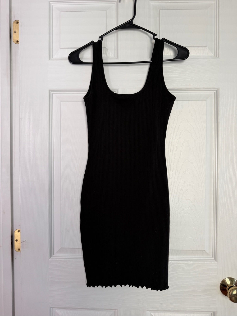 Maternity Black Ribbed Tank Dress - Classic Scoop Neck